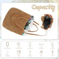 Bolsos de Hombro de Paja para Mujer Verano Bolsos Totes Shoppers Paja Tejido para Playero Vacaciones Viaje - details 2