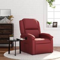vidaXL Sillón reclinable de cuero sintético en color Rojo/Rojo vino tinto - details 1