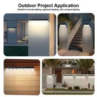 Luz De Valla Solar 4/8LED Impermeable Para Exterior Jardín Camino Terasse Luz Caliente Blanca Instalación Auto-Contenida - details 5