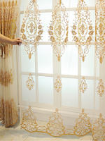 Cortina Europea De Encaje Transparente Con Patrón Geométrico Y Flores Para Decoración Del Hogar 1 Panel Con Bolso De Tubería - details 6