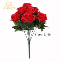 Ramo De Rosas Artificiales En Rosa Y Roja Decoración Para Bodas Y Hogar 9 Cabezas De Flores De Seda Flores Falsas Para Adornos Florales - details 10