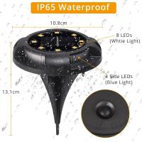 4 Luces Solares de Tierra para Exterior, Luces Solares con 12 LEDs, Luces de Jardín impermeables con Luces laterales para Jardín, patio, chimenea de entrada, céped - details 0