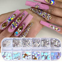 Champán Rhinestones Para Uñas Combinados Flatback Gemas Irregular Cristal 3D Encantos Joyería Accesorio De Diamante Brillante Decoración Partes - details 1