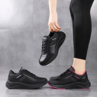 Zapatillas De Correr Para Mujer 2024 Cuero Ligero Y Cómodo Negras Antideslizantes Zapatillas Casuales Con Cordones Para Deporte Al Aire Libre - details 7