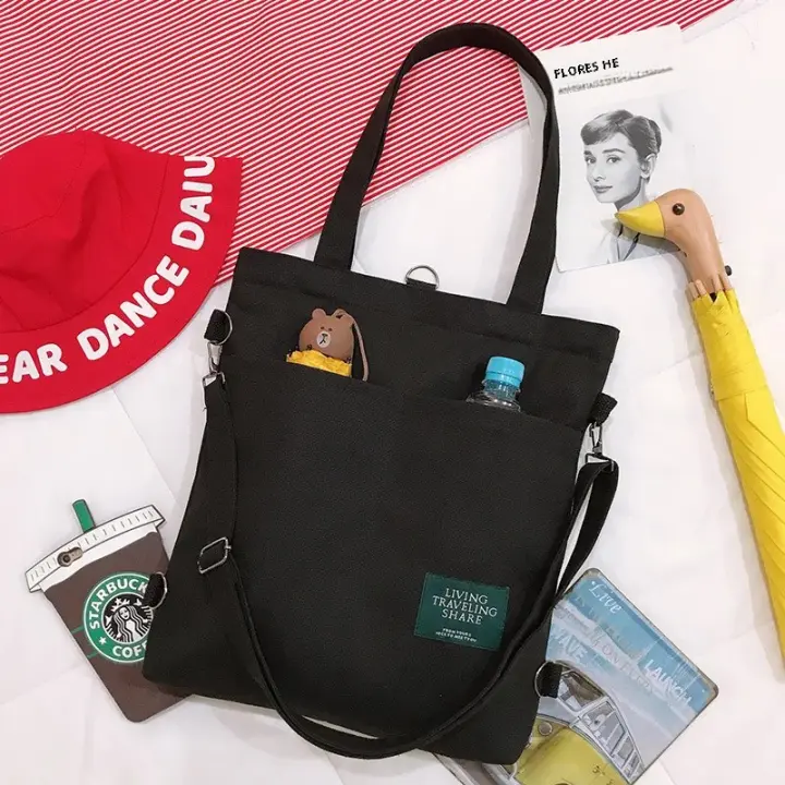 Bolso De Hombro Unisex Versátil Estilo Coreano Con Funda De Lona Para La Moda Universitaria Mochila De Arte Para Clase Y Tutoría - 1