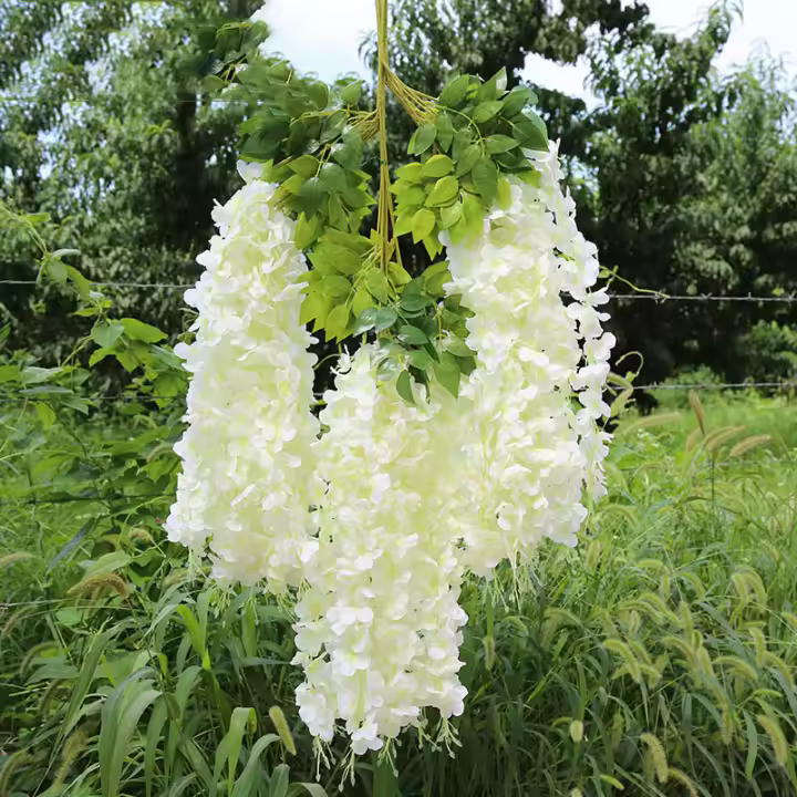 12pcs Guirnalda De Flores Artificiales De Wisteria Para Decoración De Bodas Y Jardines Hechas De Seda Decoración Para Fiestas En Casa Y Exterior - 1