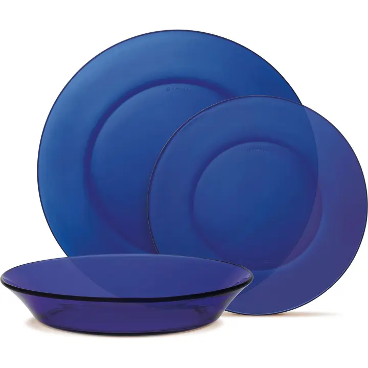 Duralex - Vajilla completa 12 Piezas de Vidrio Templado, Incluye 4 Platos Llanos de (23,5 cm), 4 Platos Hondos de (19,5 cm) y 4 Platos de Postre de (19 cm) - 1
