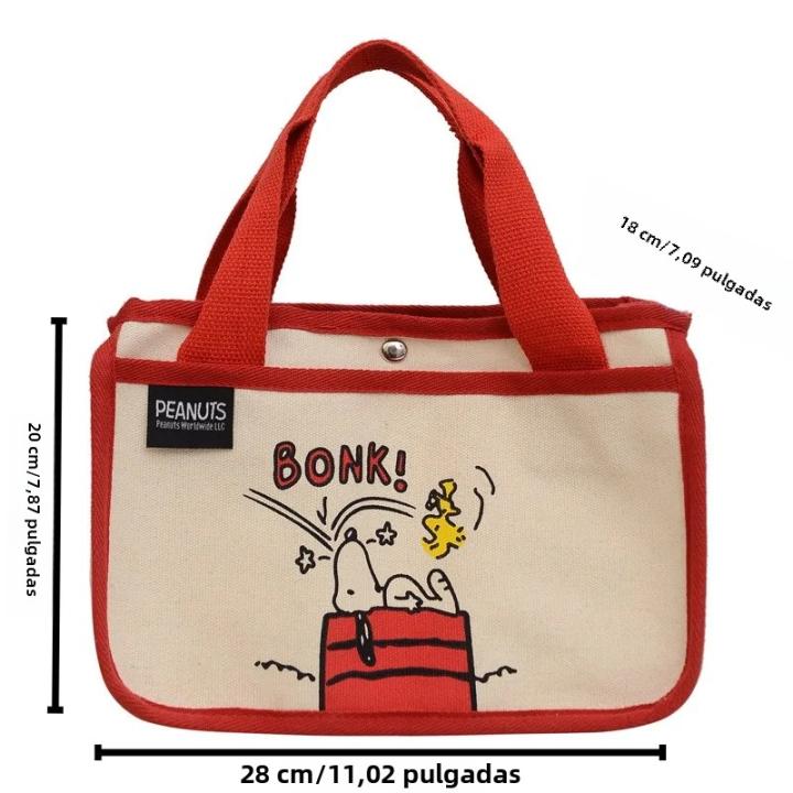 Disney Snoopy Canvas Multifunctional Handbag Children Cartoon Cute Handbag Desktop Storage Bag Anime Kawaii Shopping Bag MINISO