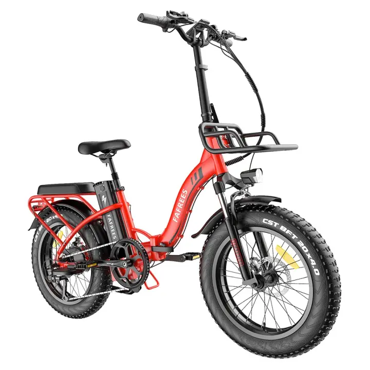 Bicicleta Eléctrica Plegable Fafrees F20 Max, Neumáticos Anchos de 20"x4.0", Motor sin Escobillas de 500W, Velocidad Máxima de 25Km/h, Frenos de Disco Delanteros y Traseros, Cambio SHIMANO de 7 Velocidades, Capacidad Máxima de 150 Kg - Rojo - 1