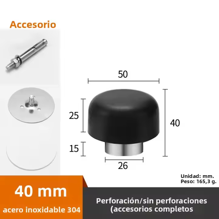 Parador De Puerta De Acero Inoxidable 304 Con Goma Soporte De Pared Y Piso No Perforado O Perforado Accesorio De Hardware Para Puerta - 1