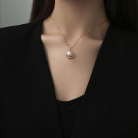 Nuevo Collar De Perla Imitación Pendentivo De Lujo 18K Dorado Para Mujer Estilo Retro Moda Acero Inoxidable Cadena Clavícula - details 3