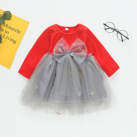Vestido De Fiesta De Princesa Para Niñas Con Mangas Largas Y Encaje De Lentejuelas Para Primavera Y Otoño Vestido De Cumpleaños Con Lazo Y Tejido Spliced - details 3