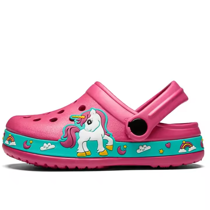 Nuevos Zapatos De Jardín Para Niños Con Diseño De Unicornio Y Dinosaurio Sandalias Planas De Playa Antideslizantes Transpirables Para Verano Talla Ajustable Para Edades 3-12 Años Material PU Y EVA - 1