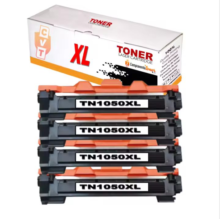 Pack 4 Toner compatibles TN1050 XL / TN-1050 para Brother DCP-1510 1512 1610W 1612W - HL-1110 1210W 1212W 1112 - MFC-1810 1910W (Alta Capacidad Jumbo) - 1