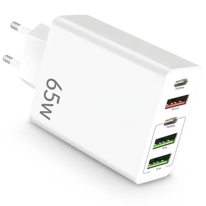 Cargador USB C Carga Rápida Marca NF MAXONE - Cargador USB Múltiple 5 Puertos - Enchufe Multiple USB C 65 W – Adaptador USB C Compatible con Samsung, iPad, iPhone, Huawei, Google, Carga Rapida.65W - 1