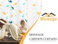 Cortinas De Dinosaurio Para Niños Y Niñas Pico De Dinosaurio Luz Nocturna Para Dormitorio De Niños Cortina Transparente Para Ventana - details 0