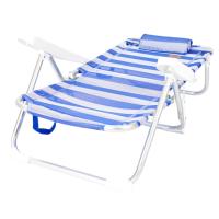 DEVESSPORT Silla de Playa Plegable con Asas y Protecciones | Silla de Playa Reclinable Resistente con Protecciones para Playa y Camping Azul y Blanca - details 4