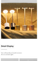 Lámpara De Mesa Recargable LED Sin Cable 3 Colores Regulación Sin Fin Portátil Luz De Mesa Para Decoración De Comedor Y Dormitorio - details 1