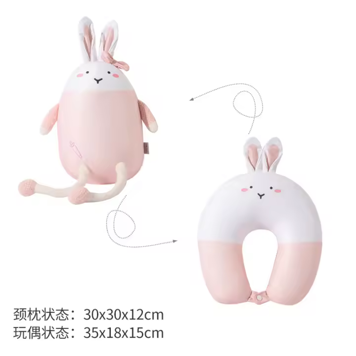 Cojín De Viaje En Forma De U Deformable Con Diseño De Pingüino Peluche Almohada Para Cuello Juguete Suave De Poliéster Para Descanso En Avión Coche Oficina - 1