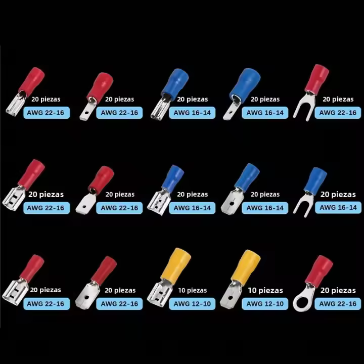 Kit De Conectores De Cable 280pcs Terminales Aisladas Macho Y Hembra Crimpado Frío Assorted Spade Butt Conector Kit - 1