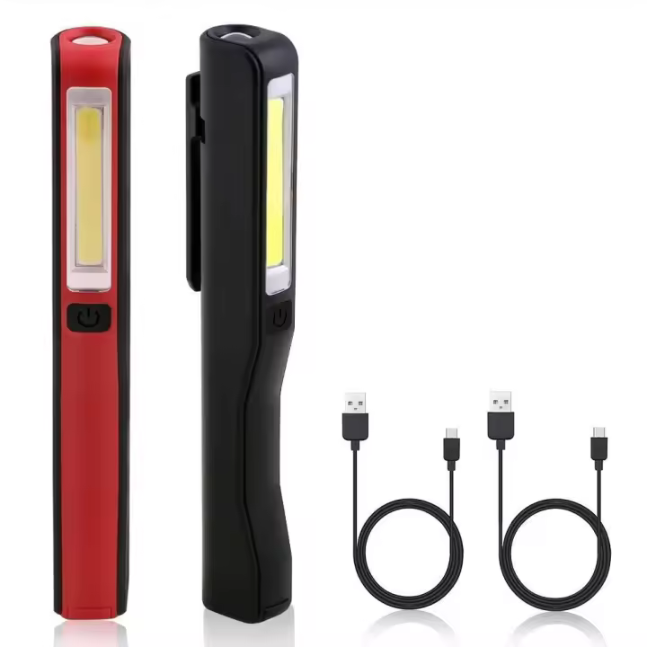 LED Recargable Taller Interior 2Pcs De Trabajo 300 Lumens Lámpara 3W Luz Recargable Intermitente SOS Lámpara De Inspección con Clip Magnético, Incluye baterías Y Cable USB Micro - 1
