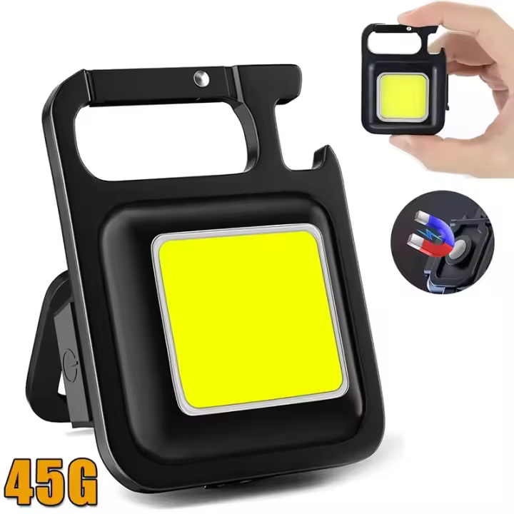 MiniLinterna De Llavero COB Con Luz Trabecular USB Recargable Lámpara De Trabajo Super Brillante Portátil Con Luces Laterales Plegables De 90° - 1