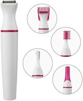 Versátil kit de recortador de cabello 5 en 1 para mujeres - Modelador de cejas, afeitadora de nariz y vello facial que funciona con baterías con cuchillas desmontables - Diseño elegante en blanco y rosa (pilas no incluidas) - details 5