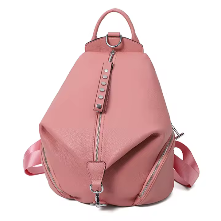 Mochila Antirrobo Para Mujer De Cuero Genuino 100% Gran Capacidad De Viaje Diseño Nuevo 2022 Mochila Escolar Para Niñas Con Cadena Y Cierre De Cremallera - 1