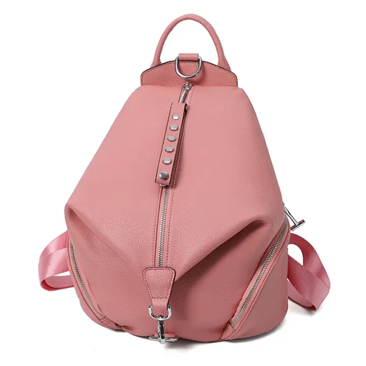 Mochila Antirrobo Para Mujer De Cuero Genuino 100% Gran Capacidad De Viaje Diseño Nuevo 2022 Mochila Escolar Para Niñas Con Cadena Y Cierre De Cremallera - 1