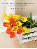 5 Cabezas De Tulipes Artificiales Para Decoración De Hogar Y Bodas Flores Simuladas De Plástico Suave Con 3 Flores Y 2 Brotes - details 0