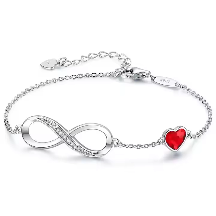 Regalos para Mujer, Plata de Amor Infinite Pulsera with Caja Para Mujeres Gift  Rojo - 1