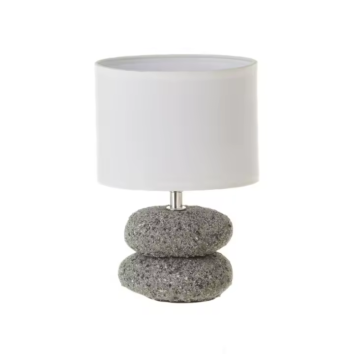 Lámpara de mesita de noche de piedras de cerámica gris LOLAhome - 1