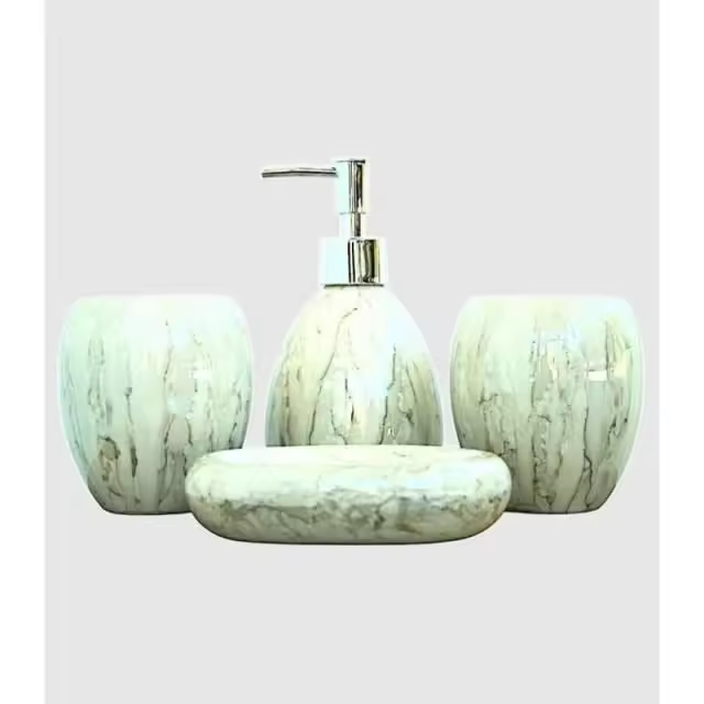 Set 4 piezas baño jabonero beige     -EkilikuaHome - 1