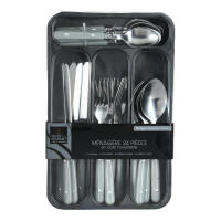 Set de 24 Cubiertos con Cubertero - Acero Inoxidable con Mangos de Polipropileno - Incluye Tenedores, Cuchillos, Cucharas y Cucharillas - Disponible en Rojo, Negro y Gris. 5Five - details 1