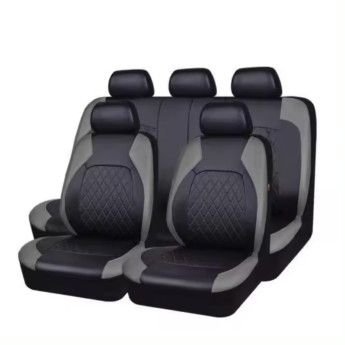 Funda de asiento de Coche de Ocho plazas con borde de Diamantes de una sola Línea, Cuero syntético, Cuero artificial - 1