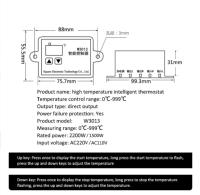 Termostato Digital W3013 Con Termocoplante K Para Control De Temperatura Alta Potencia 2200W Longitud 1M Voltaje AC110V 220V Para Equipamiento De Chasis - details 4