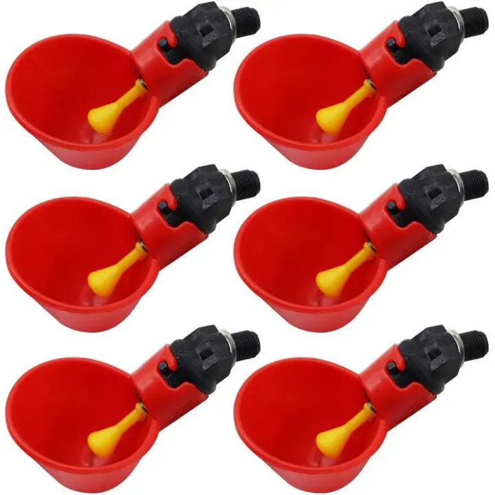 Alimentador automático de pollo/de aves de corral de 6 paquetes con las cajas de Riego de plástico rojo - 1