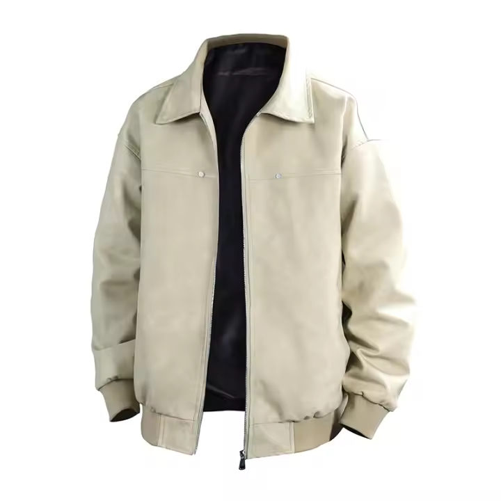 Spring Autumn Retro Style Man Flip Collar Leather Clothing New Port Wind Leisure Coats Outdoors Fashion Simplicity Jackets Man - 1
