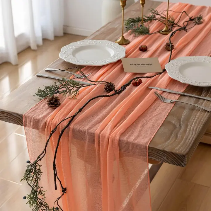 Keketoarrange 3pcs Table Runner Black Cheesecloth Gauze Rustic Premium Cotton Cheese Cloth Table Runner 120 Inch 10 FT for Wedding Bridal Baby Shower Long Sheer Boho Christmas Decorations - 1