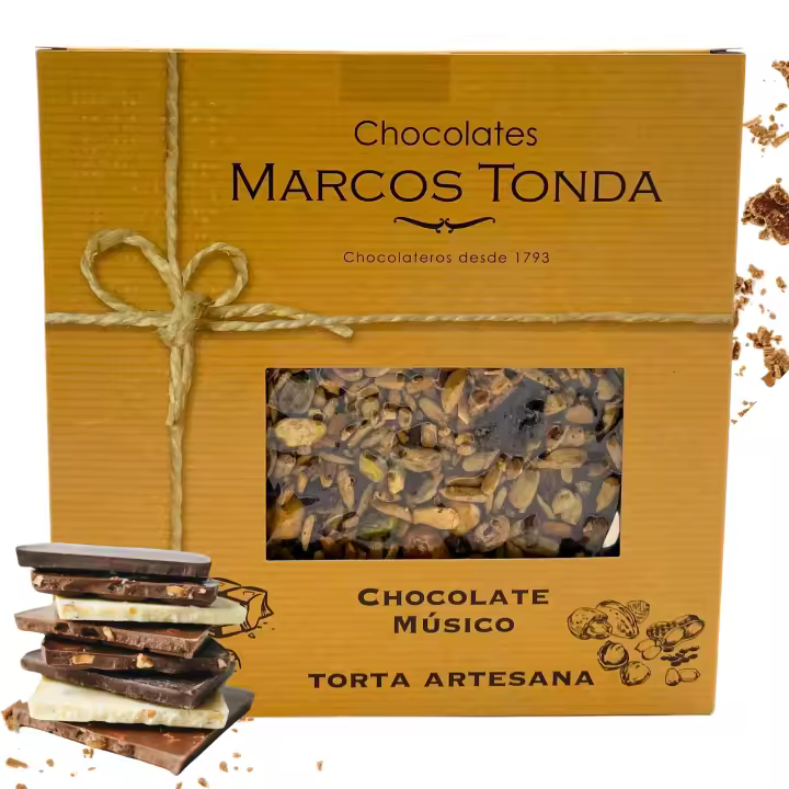 Chocolate Marcos Tonda – Pack 5 uds | Tortas Chocolate Negro Trufado Y Frutos Secos | Chocolate Negro 75% 200g X 5 | Chocolate Con Almendras | Chocolates Originales Para Regalar - 1
