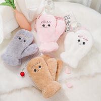 Guantes De Piel De Conejo Y Gato Para Mujer Guantes De Invierno De Plush Cálidos Y Suaves Medio Dedo Flexibles Y Gruesos - details 0