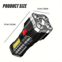 Linterna LED Recargable De Alta Potencia Con 5 Núcleos Luz Secundaria COB 4 Modos Impermeable Para Camping Y Aventuras Al Aire Libre - details 9