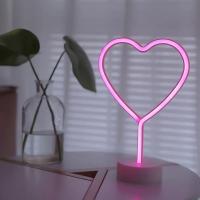 1pc Luz De Noche En Forma De Corazón LED Neón Rosa Con Base Potenciada Para Decoración De Habitación Y Fiestas - details 4