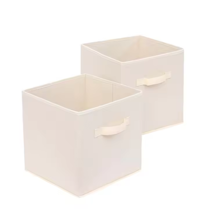 Pack de 2 Cajas de Almacenamiento de 27*27*28cm Beige - 1