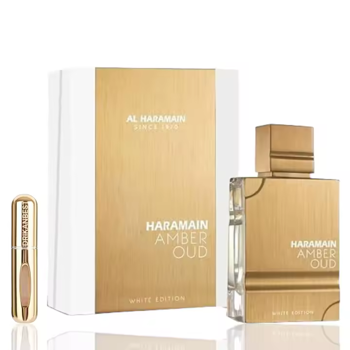 Perfume Al Haramain Amber Oud White Edition Eau De Parfum 60ml+REGALO Atomizador recargable 5ML DRIKANBEST - 1
