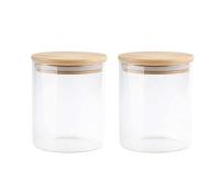 Set de 2-4 Tarros de Vidrio con Tapa de Bambú, Borosilicato Transparente, Resistentes y Herméticos, Tarros de almacenamiento de cristal claro y seguro, ideal para alimentos. Alta calidad y durabilidad. Disponible en 800 ml hasta 1400ml. - details 0