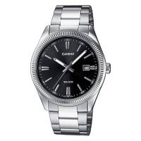 Reloj clásico hombre Casio MTP-1302D-1A1 dial negro Pantalla neón correa acero inoxidable - details 0