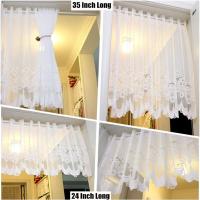 1pc Cortinas Blancas De Encaje Transparentes Para Cocina Y Comedor Cortina Corta De Voile Tratamiento De Ventana Para Puerta Sin Cierre - details 1
