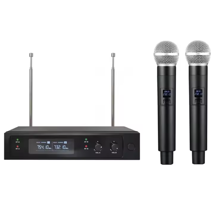 EXTREMO WM2000D-V RADIOMICROPHONE DOBLE VHF PALM DINÁMICA CÁPSULA TRANSMISOR + RECEPTOR VERDADERA DIVERSIDAD CON LCDs EXTWM2000DV - 1