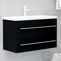 vidaXL Mueble de lavabo madera de ingeniería 80x38,5x48 cm en color Negro/Gris hormigón/Roble Sonoma y más | almacenamiento funcional diseño moderno para baño dormitorio sala - details 0